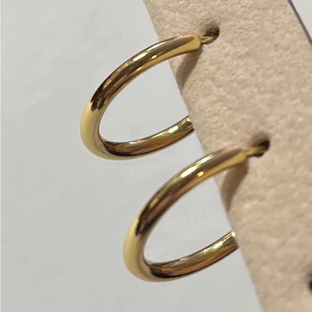 IBBCN Stamped Hoop Pierced Earrings Gold Vermeil 5/8 Inch Long 1/16" Thick